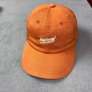Natural Light Beer Hat Cap Strap Back Orange Embroidered Logo Adjustable
